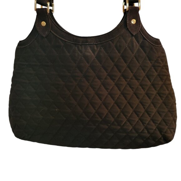 VERA BRADLEY “Slim Hobo” Black Quilted Microfiber Shoulder Bag - Picture 2 of 13